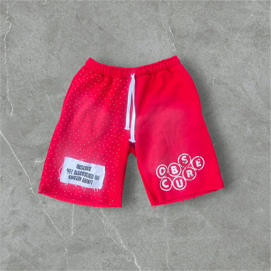 Rose rhinestone shorts