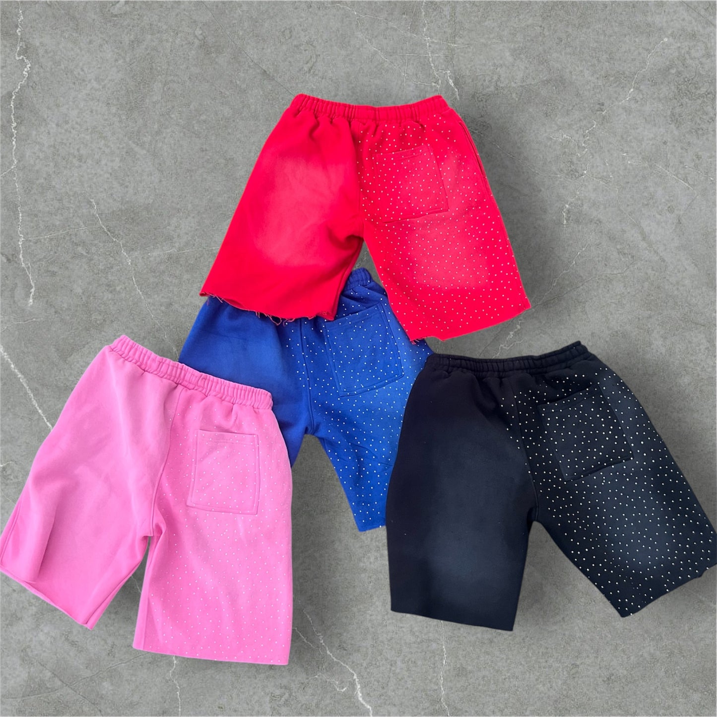 Sapphire rhinestone shorts